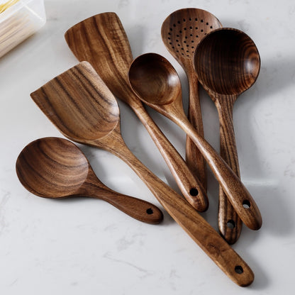 Teak Natural Wood Tableware 1-7psc Set