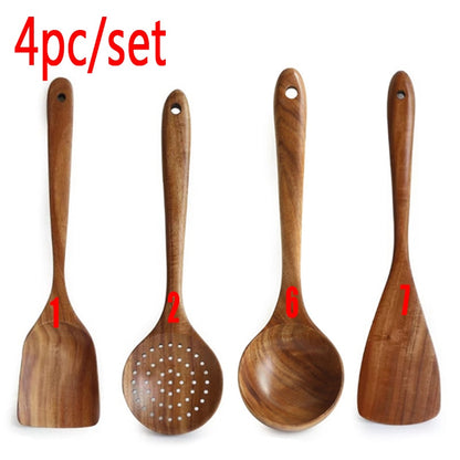 Teak Natural Wood Tableware 1-7psc Set