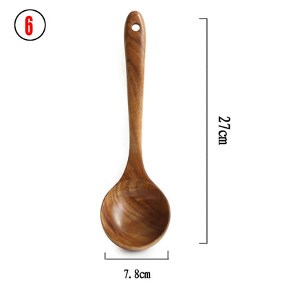 Teak Natural Wood Tableware 1-7psc Set