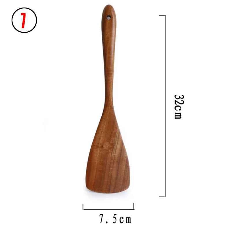 Teak Natural Wood Tableware 1-7psc Set