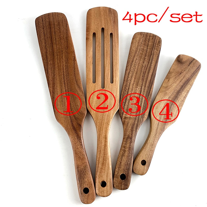 Teak Natural Wood Tableware 1-7psc Set