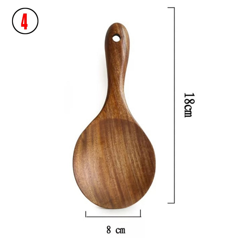 Teak Natural Wood Tableware 1-7psc Set