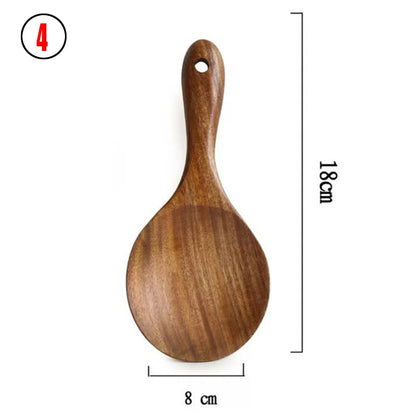 Teak Natural Wood Tableware 1-7psc Set