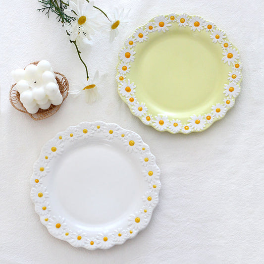 Cute Daisy Floral Pattern Ceramic Dish Set