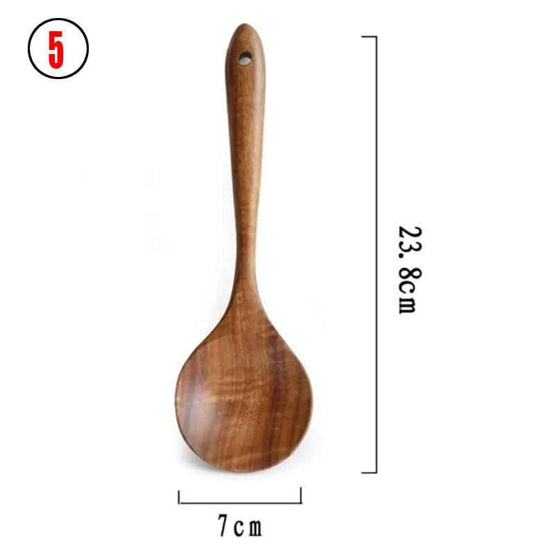 Teak Natural Wood Tableware 1-7psc Set