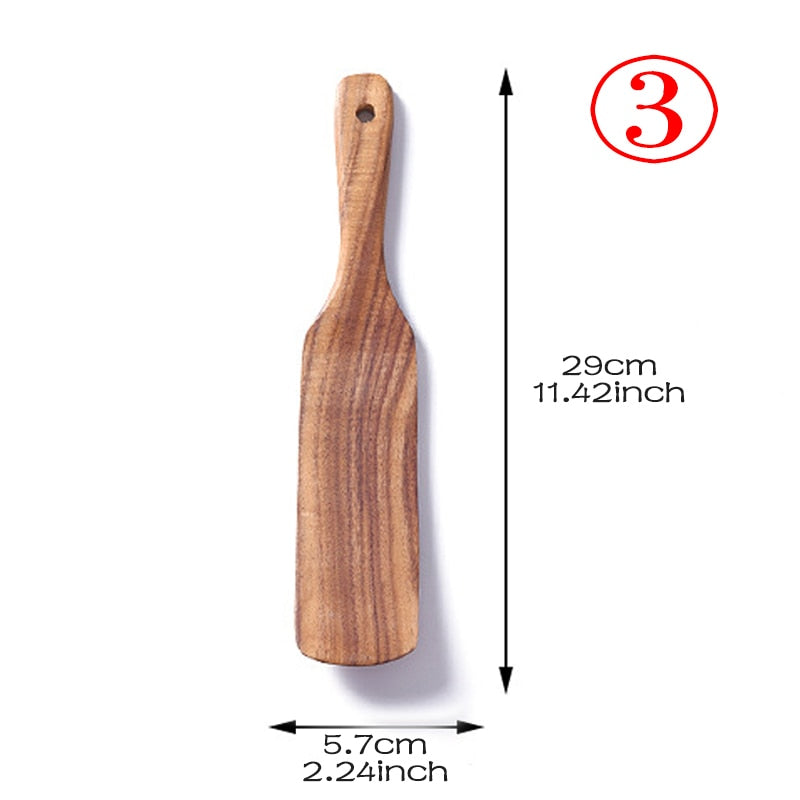 Teak Natural Wood Tableware 1-7psc Set