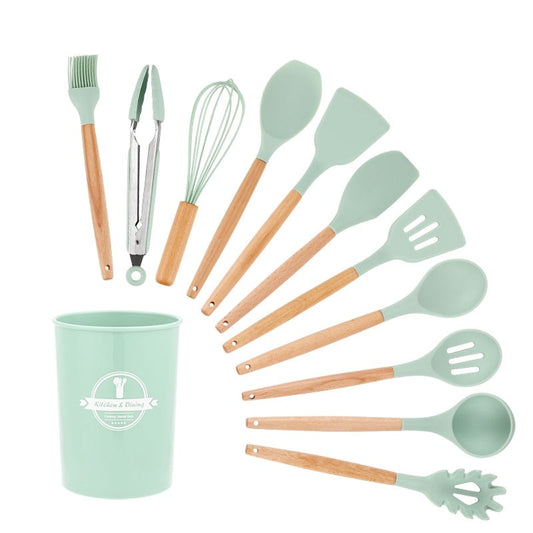 Solid Silicone 13 Piece Set of Utensils