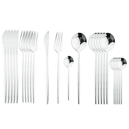 24 Piece Set of Double Tone Steel Dinner Cutlery