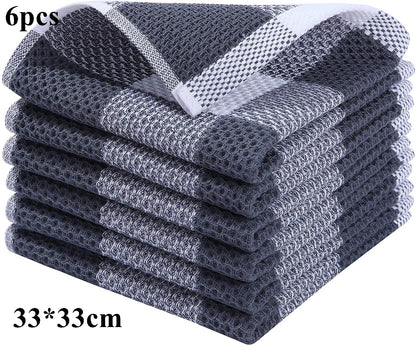 4/6Pcs Cotton Dishcloth Ultra Soft Absorbent Kitchen Towel