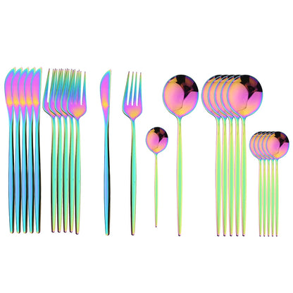 24 Piece Set of Double Tone Steel Dinner Cutlery