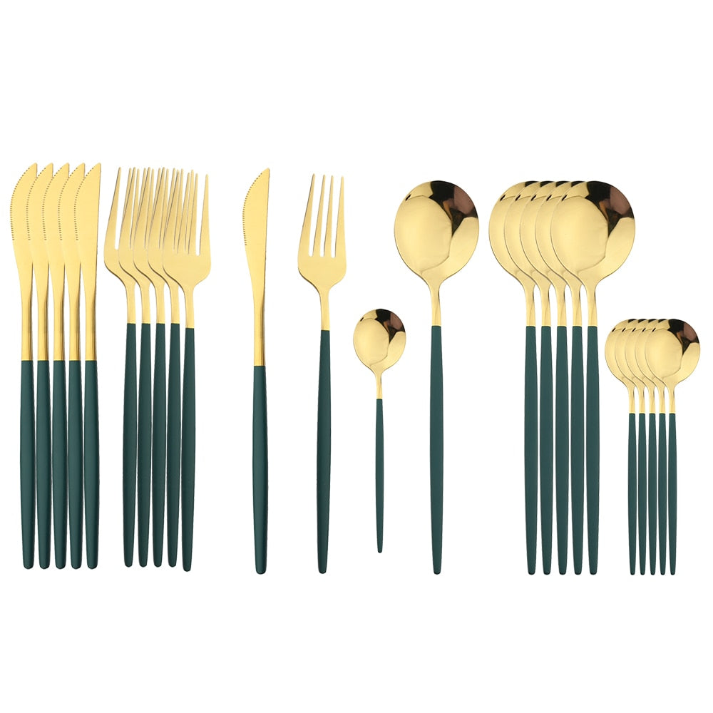 24 Piece Set of Double Tone Steel Dinner Cutlery