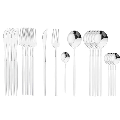 24 Piece Set of Double Tone Steel Dinner Cutlery