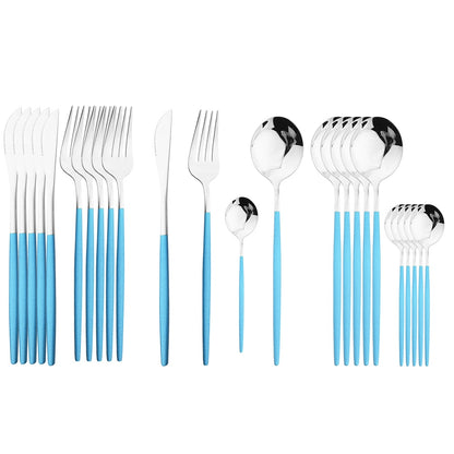 24 Piece Set of Double Tone Steel Dinner Cutlery