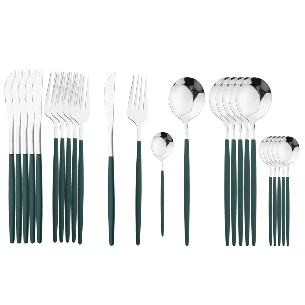 24 Piece Set of Double Tone Steel Dinner Cutlery