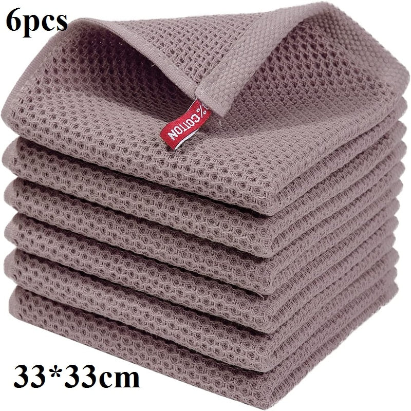 4/6Pcs Cotton Dishcloth Ultra Soft Absorbent Kitchen Towel