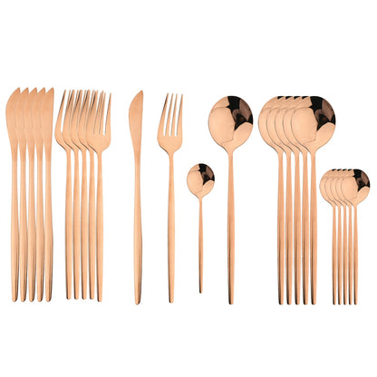 24 Piece Set of Double Tone Steel Dinner Cutlery