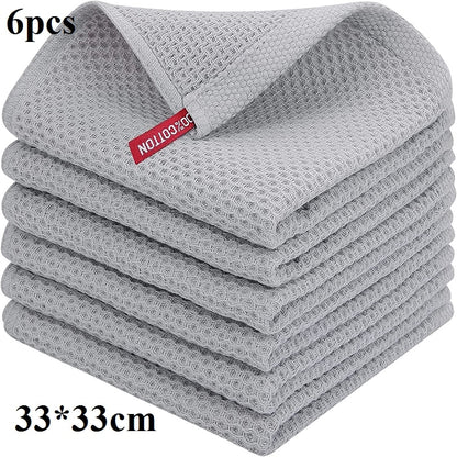 4/6Pcs Cotton Dishcloth Ultra Soft Absorbent Kitchen Towel