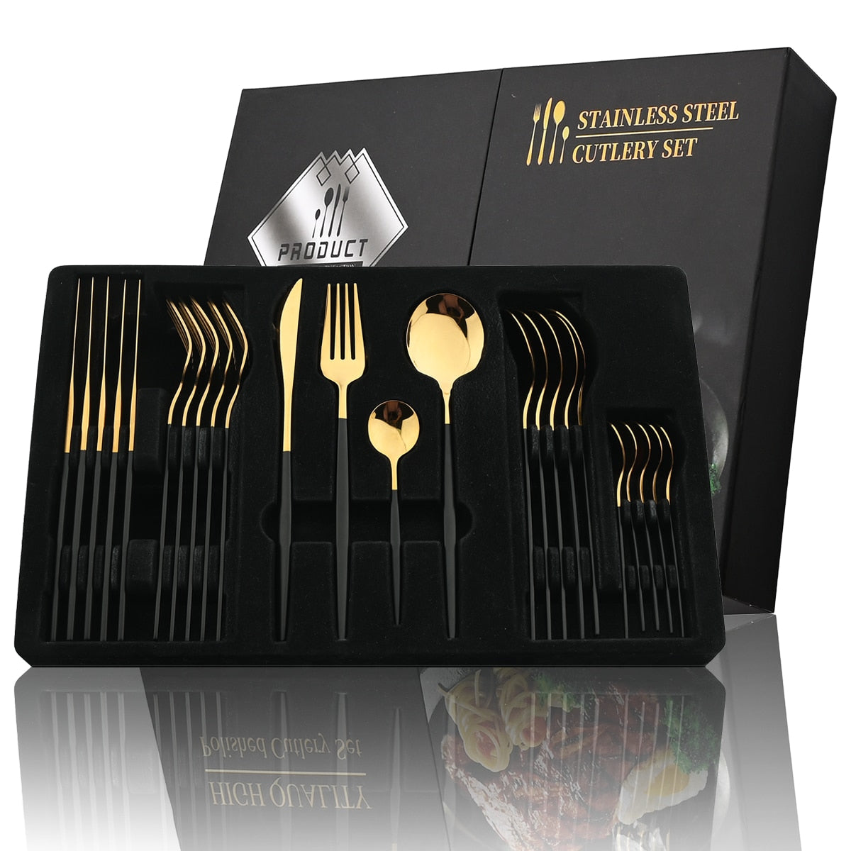 24 Piece Set of Double Tone Steel Dinner Cutlery