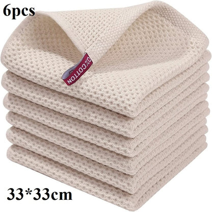 4/6Pcs Cotton Dishcloth Ultra Soft Absorbent Kitchen Towel