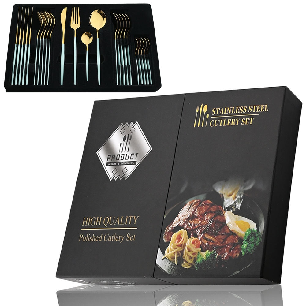 24 Piece Set of Double Tone Steel Dinner Cutlery