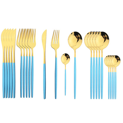 24 Piece Set of Double Tone Steel Dinner Cutlery