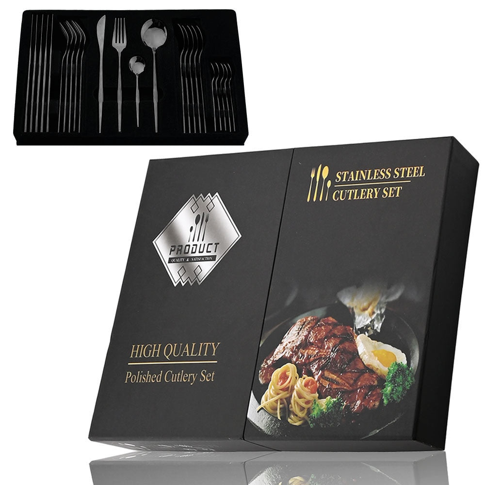 24 Piece Set of Double Tone Steel Dinner Cutlery