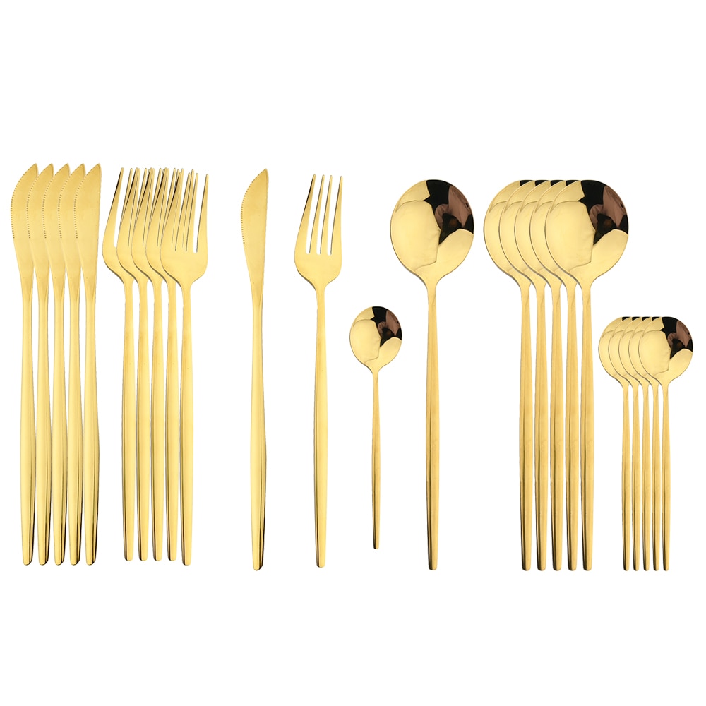 24 Piece Set of Double Tone Steel Dinner Cutlery