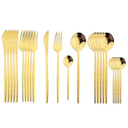 24 Piece Set of Double Tone Steel Dinner Cutlery