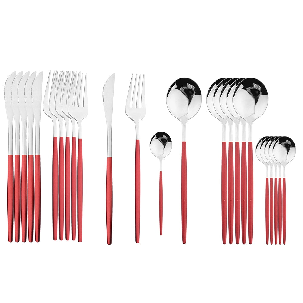 24 Piece Set of Double Tone Steel Dinner Cutlery