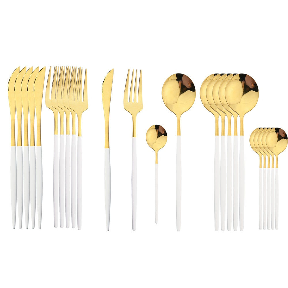 24 Piece Set of Double Tone Steel Dinner Cutlery