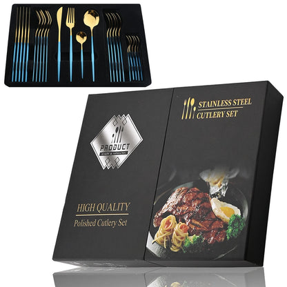 24 Piece Set of Double Tone Steel Dinner Cutlery