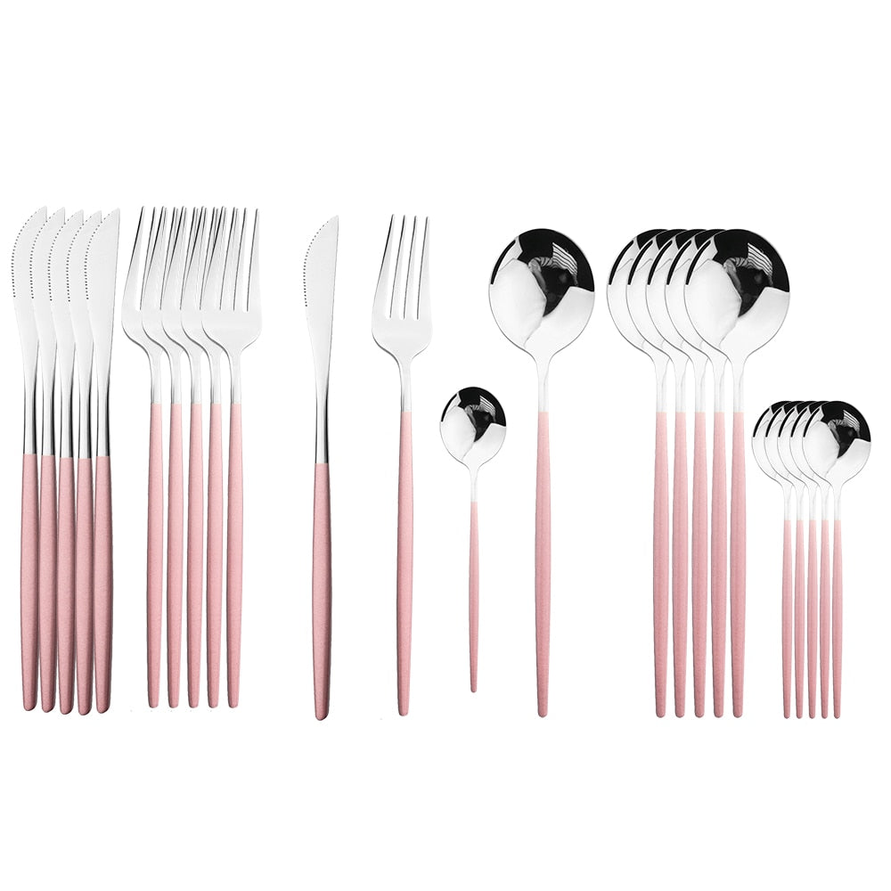 24 Piece Set of Double Tone Steel Dinner Cutlery