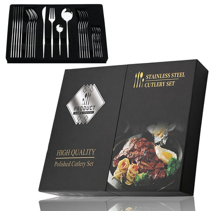 24 Piece Set of Double Tone Steel Dinner Cutlery