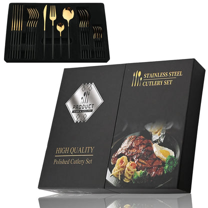 24 Piece Set of Double Tone Steel Dinner Cutlery