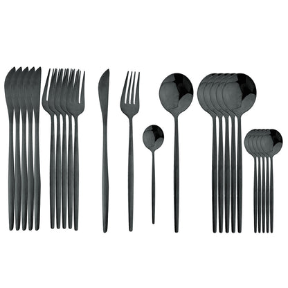 24 Piece Set of Double Tone Steel Dinner Cutlery