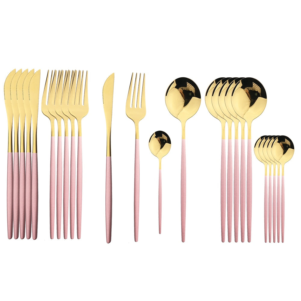 24 Piece Set of Double Tone Steel Dinner Cutlery