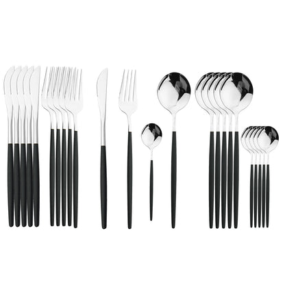 24 Piece Set of Double Tone Steel Dinner Cutlery